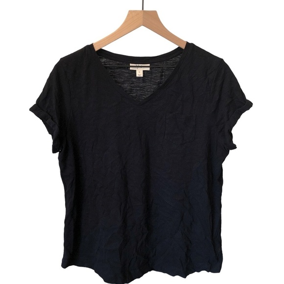 Style & Co Black Short Sleeve Shirt Lightweight T-Shirt Pocket Petite Top - Picture 7 of 7